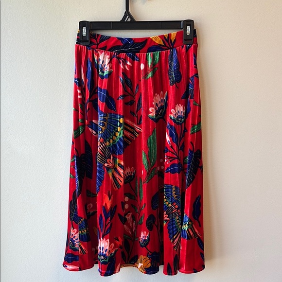 Anthropologie Red Pleated Midi Skirt - Picture 1 of 7